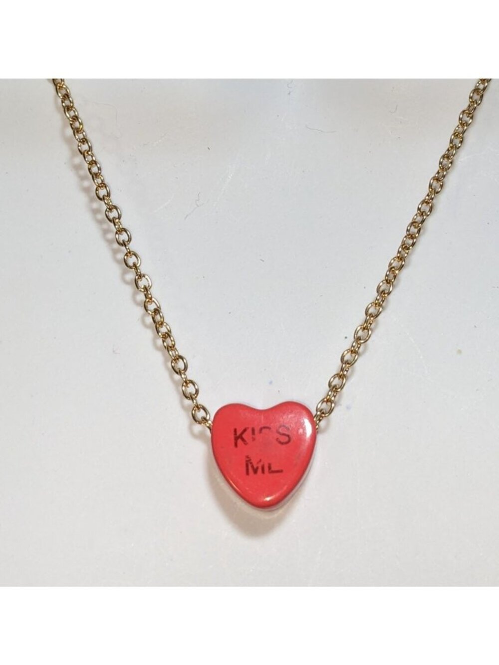 Conversation Heart Necklace Candy Heart Gold Chain Cute Valentine's Jewelry